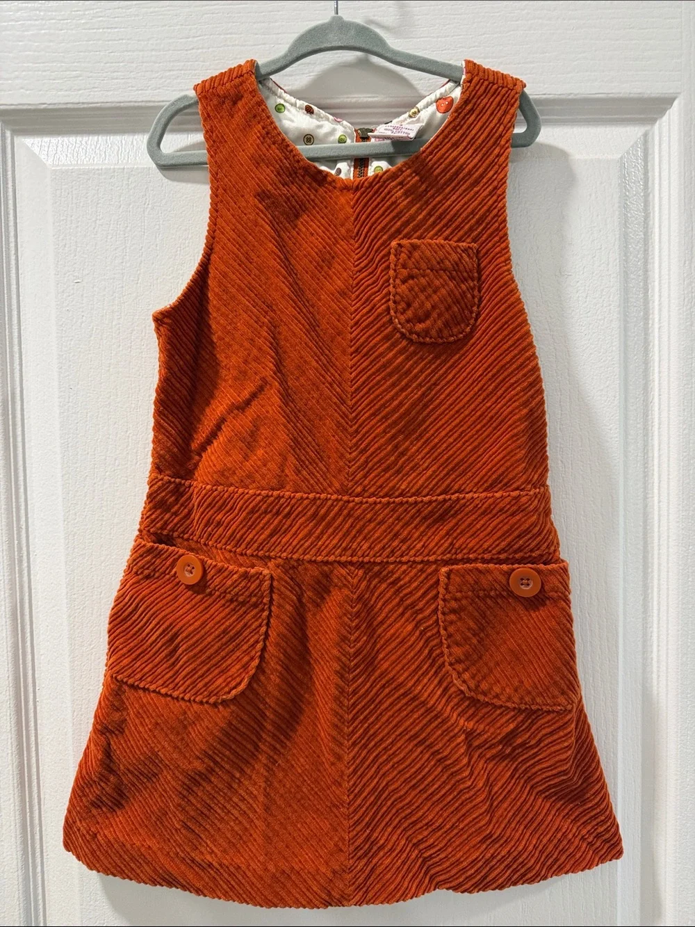 Gymboree Orange Corduroy Pinafore Dress with Button-Lined Lining Size 4